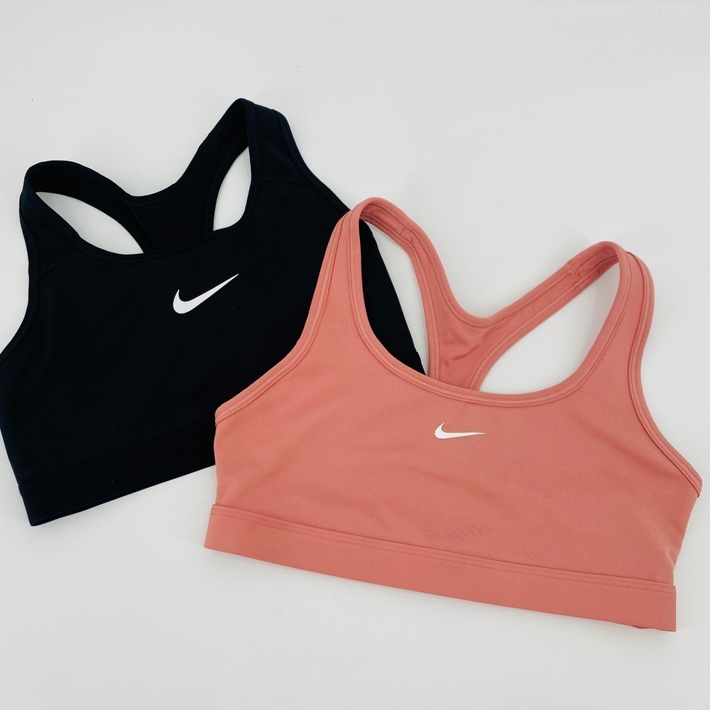 Nike Sports Bra Black Pink Racerback Swoosh‎ Logo 2 Pack